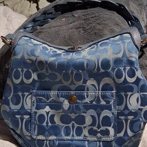 Coach Chelsea Optic Signature Jacquard Shoulder Hobo Bag in Blue Large
